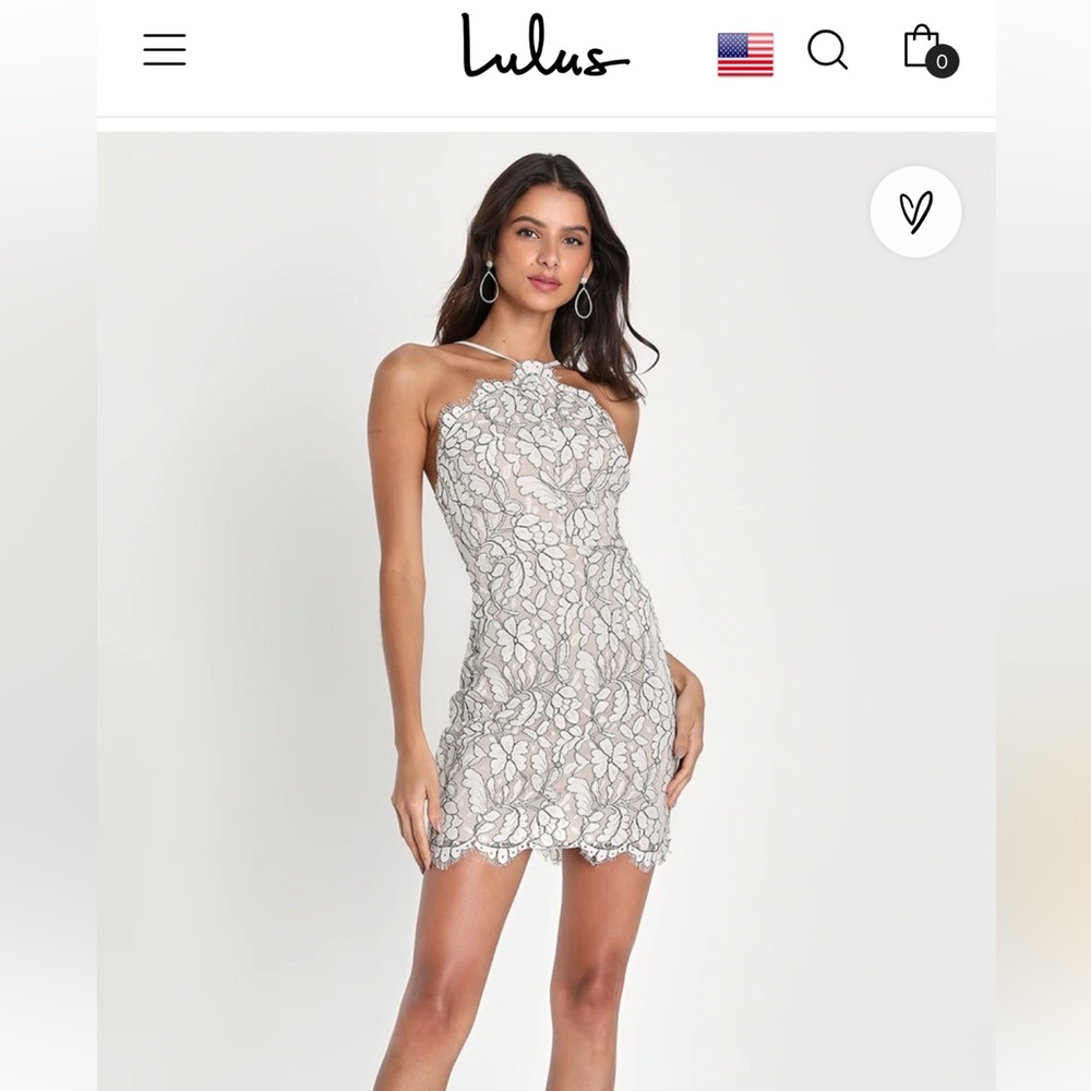 Lulus Delicate Darling Beige and Ivory Lace Bodycon Dress in size small